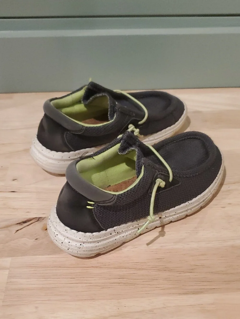 Boys Casual Slip-On Shoes in Gray with Lime Accents 13c